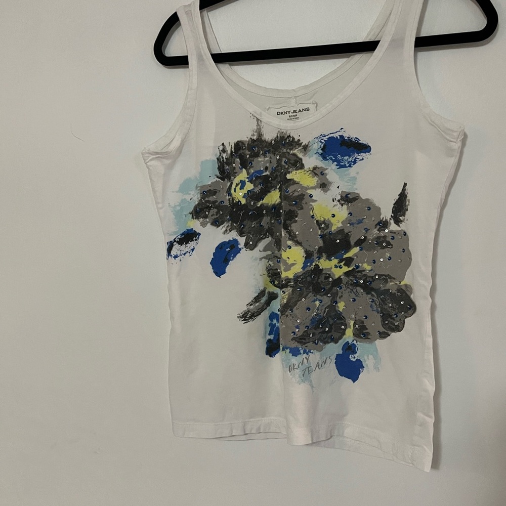dnky jeans inkblot and sequined tank top